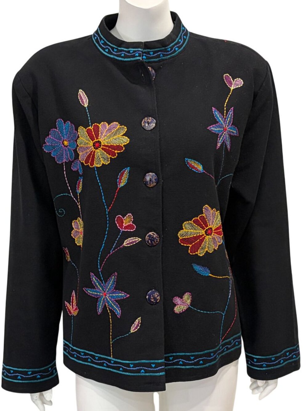 Vintage Daniel K Embroidered Button Up Jacket Womens XL Floral Artsy Casual